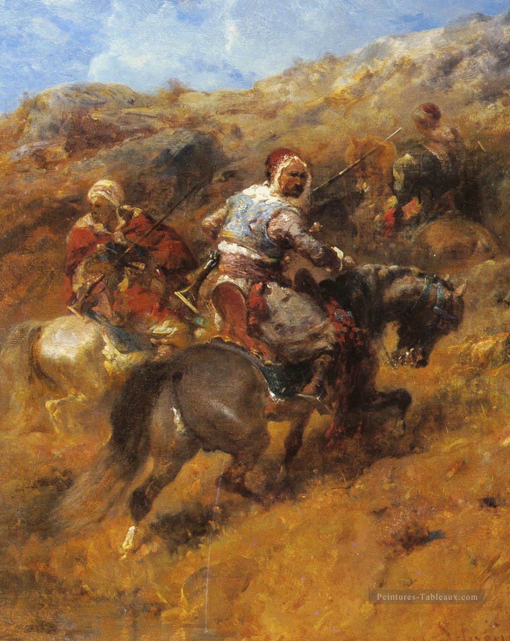 Guerriers arabes sur une colline Arabe Adolf Schreyer Peintures à l'huile